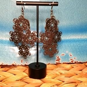 3 inch Bronze Floral Boho Earrings Chandelier